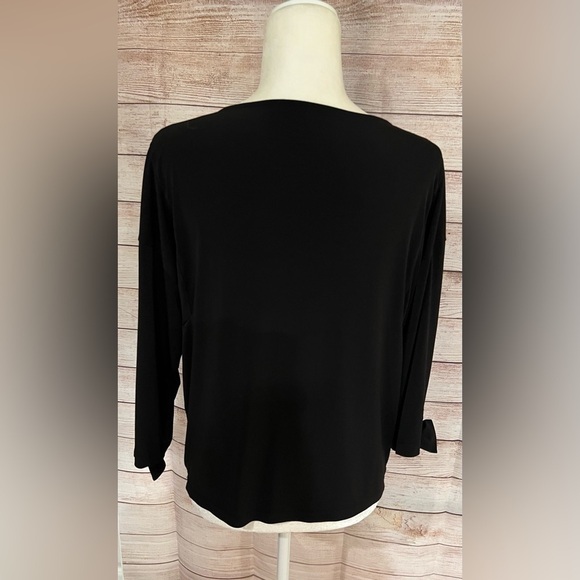 Chico’s blouse size 1 /8 black with tie sleeves. - Picture 3 of 6